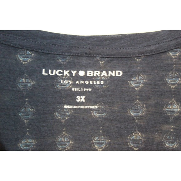 Lucky Brand Persian Carpet Tee Short Sleeve Top Navy Women's Size 3X H14384 - Picture 6 of 9